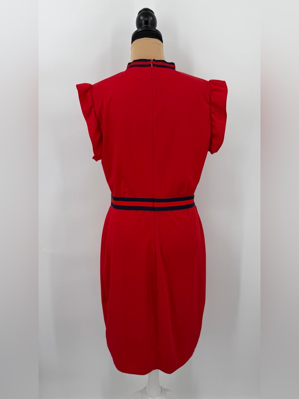 Red navy ruffle Mini Dress 2XL Preppy Collegiate Coquette college game day - Picture 4 of 10